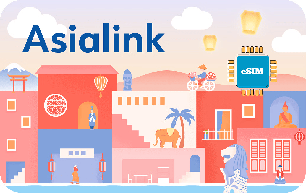 eSIM kártya - 18 ország - Asialink 3 GB 30 nap 13 US dollár