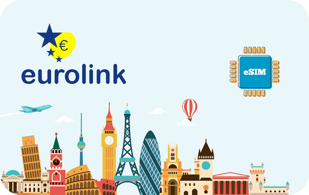 eSIM kártya - 41 ország - Eurolink 5 GB 30 nap 20 US dollár