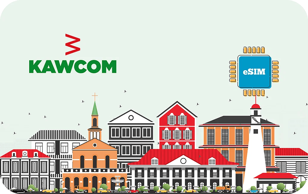 eSIM kártya - Francia Guyana - KAWCOM 2 GB 15 nap 8 US dollár