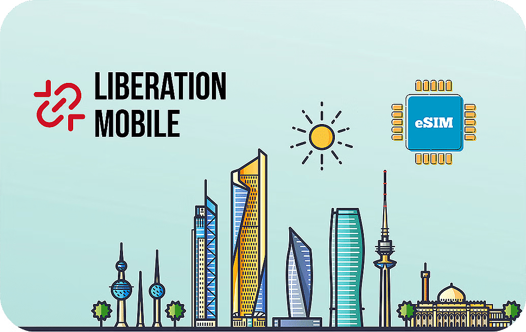 eSIM kártya - Kuvait - Liberation Mobile 5 GB 30 nap 15 US dollár